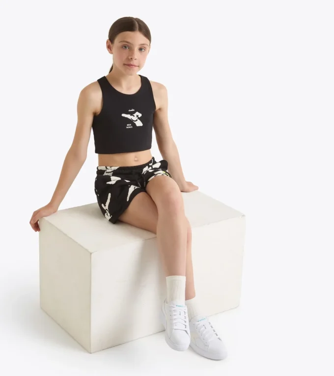 Jg. Crop Top Smile Logo T-shirt corta con logo – Bambina