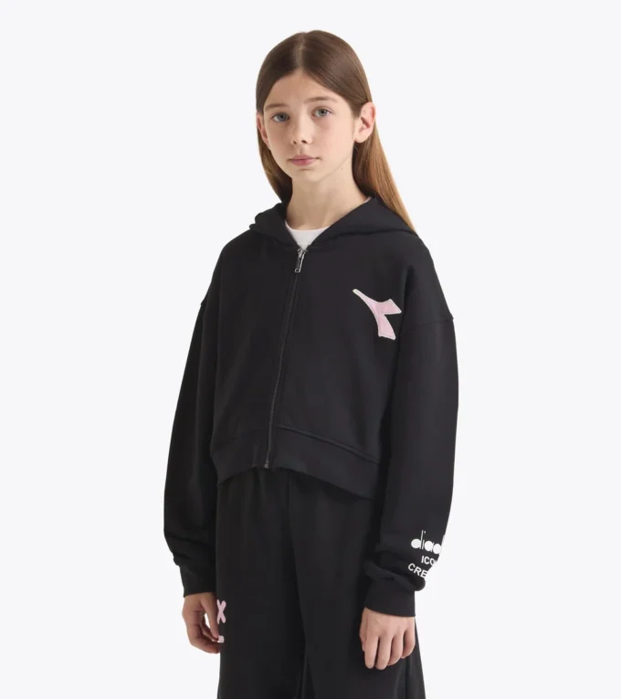 Jg. Hoodie Fz Pink Smile Felpa con cappuccio e dettagli sbiaditi – Ragazza